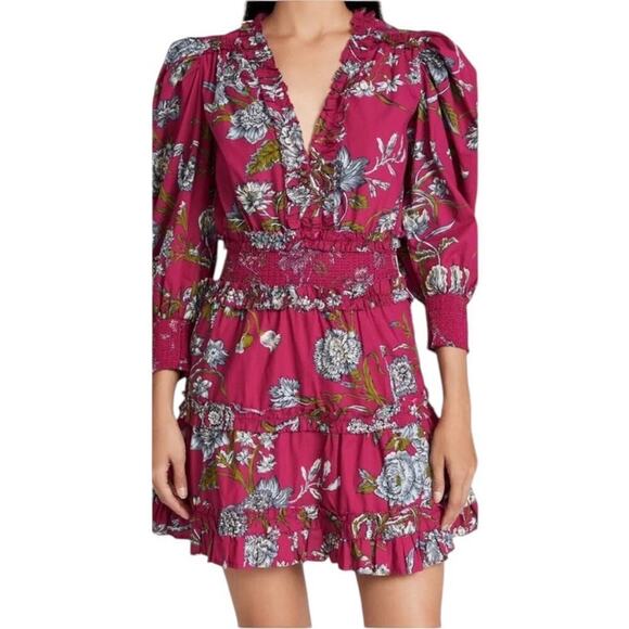 Anthropologie Love the Label Wanda Print Mini Dress Fuchsia Size S - Picture 1 of 16